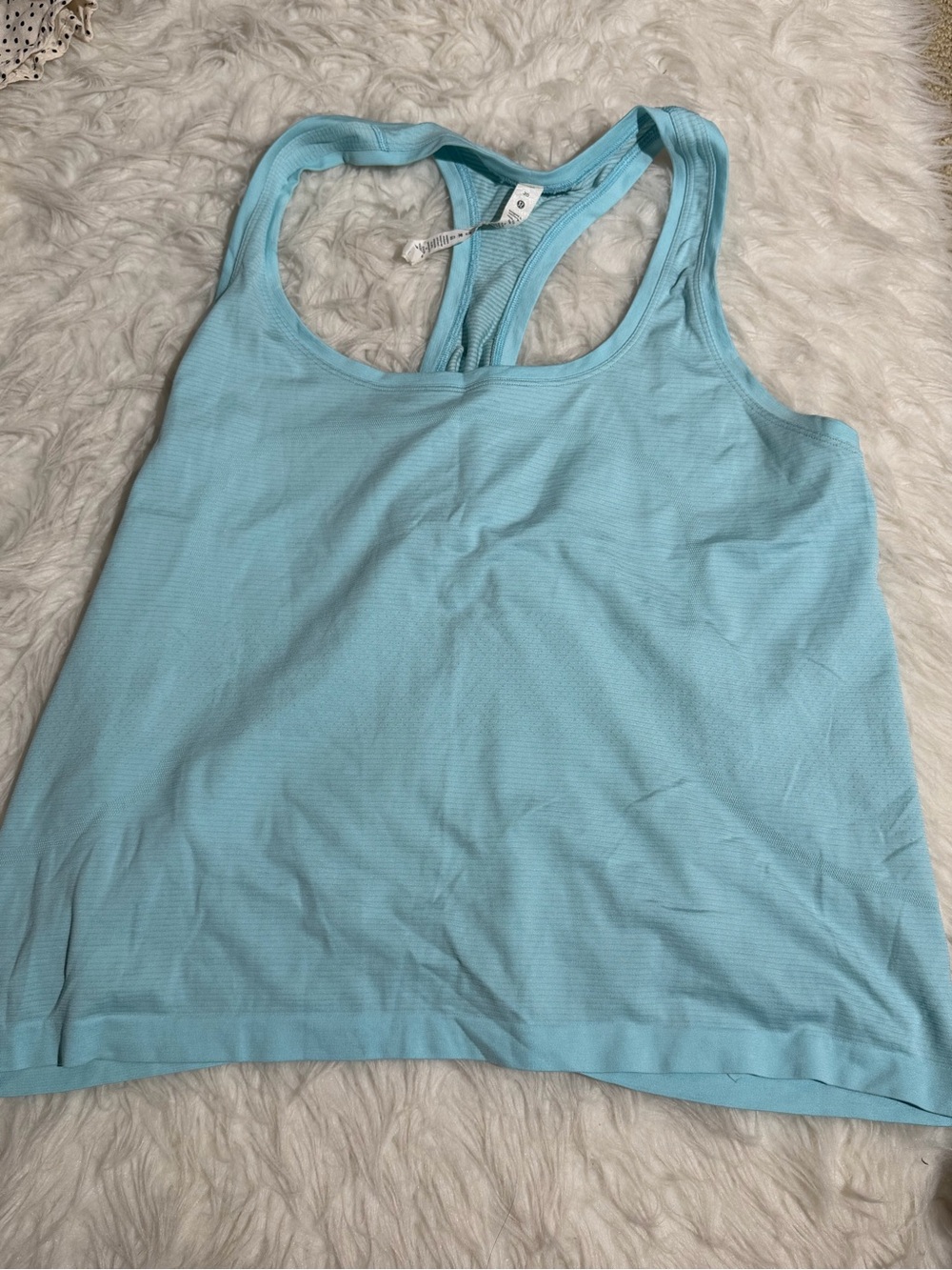 Lululemon workout tank top 20 light blue running yoga Pilates gym gear shirt